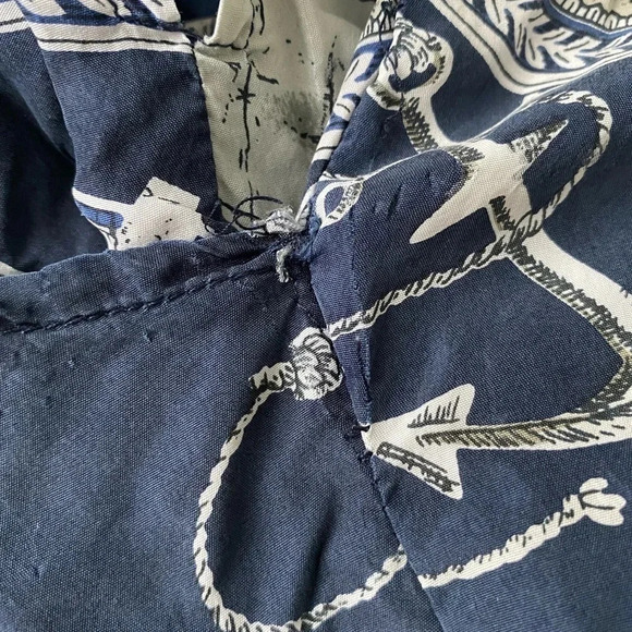 Vintage - Pure Silk Nautical Themed Oversized Shorts Dark Blue - Picture 15 of 15